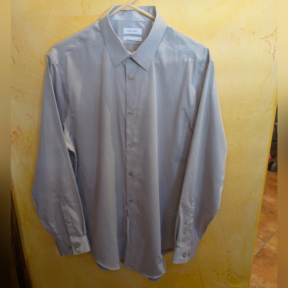 Calvin Klein Gray Dress Shirt Classic Formal Design